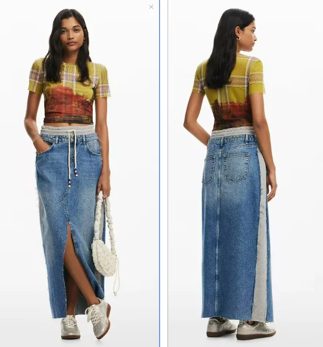 

A new retro, spliced, straight, slimming and fashionable denim dress from Spain, original order for foreign trade