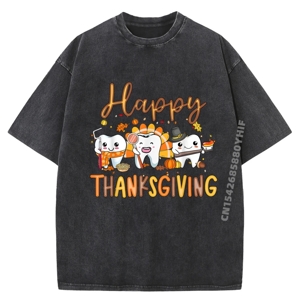 

Hip Hop Adult T Shirt Thanksgiving Funny Tops & Tees Casual Graphic Tees Mens Oversized Washed Clothes