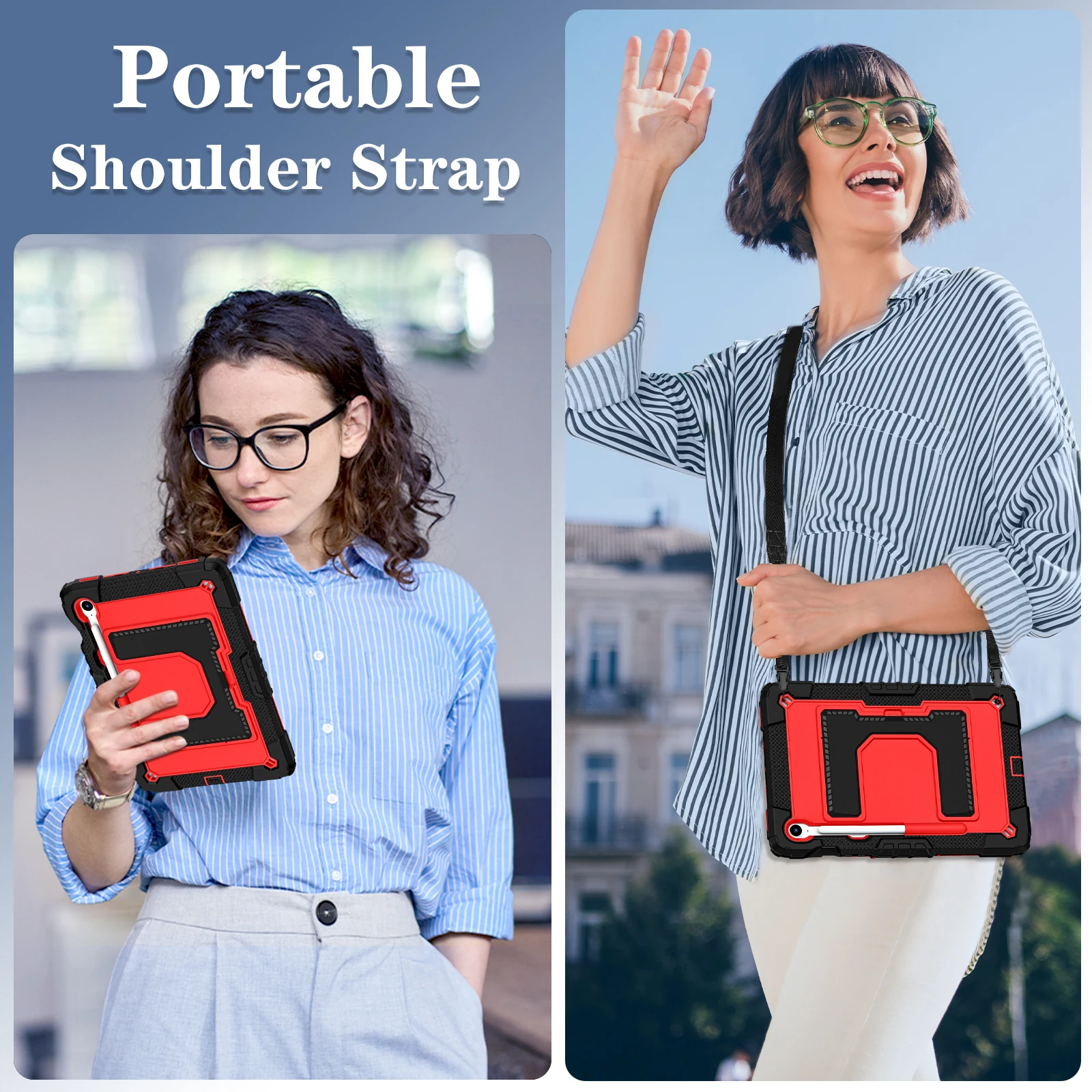 Heavy Duty Case for Samsung Galaxy Tab S9FE S10FE S10Lite 11 inch SM-X400 X520 A11 plus  Stand Tablet Cover with Shoulder Strap
