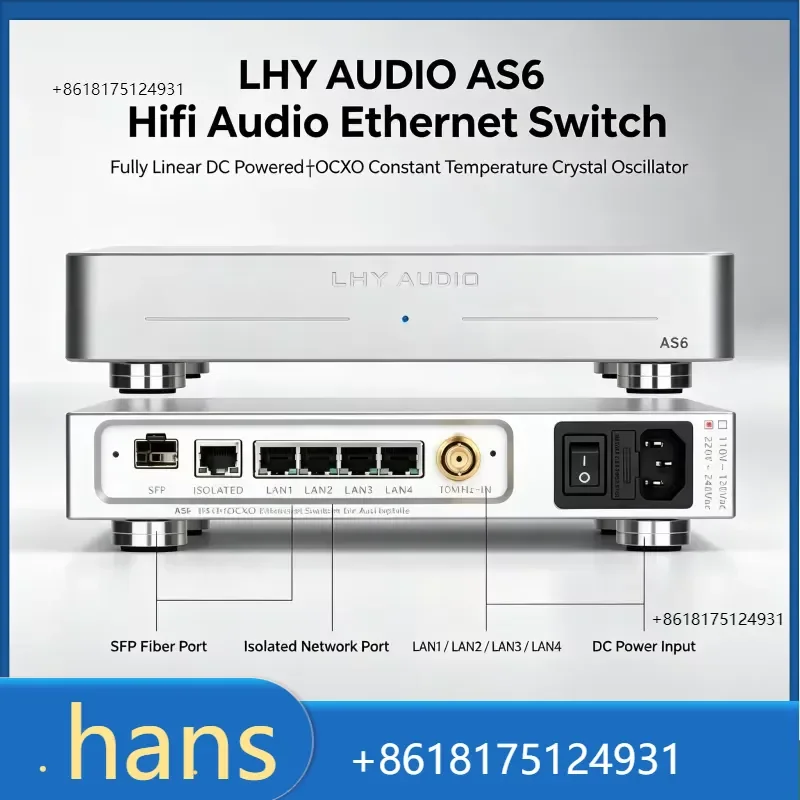 2026 Factory Direct Sales LHY AUDIO AS6 SW6-SFP 6-Port Hifi Audio Ethernet Switch Network Switch DC Powered with SC-Cut OCXO