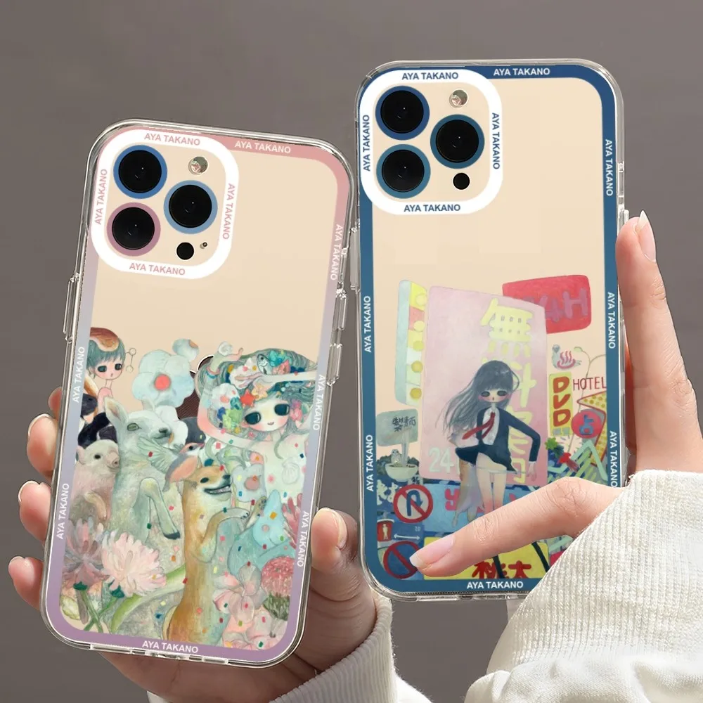 Aya Takano Art Phone Case For Samsung A73 A72 A71 A70 A53 A52 Transparent Border Shell