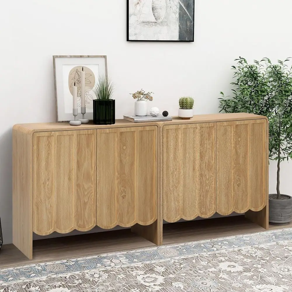 

2-Door Accent Storage Cabinet with Adjustable Shelves for Living, Dining, and Entry Spaces - Natural Wood Finish