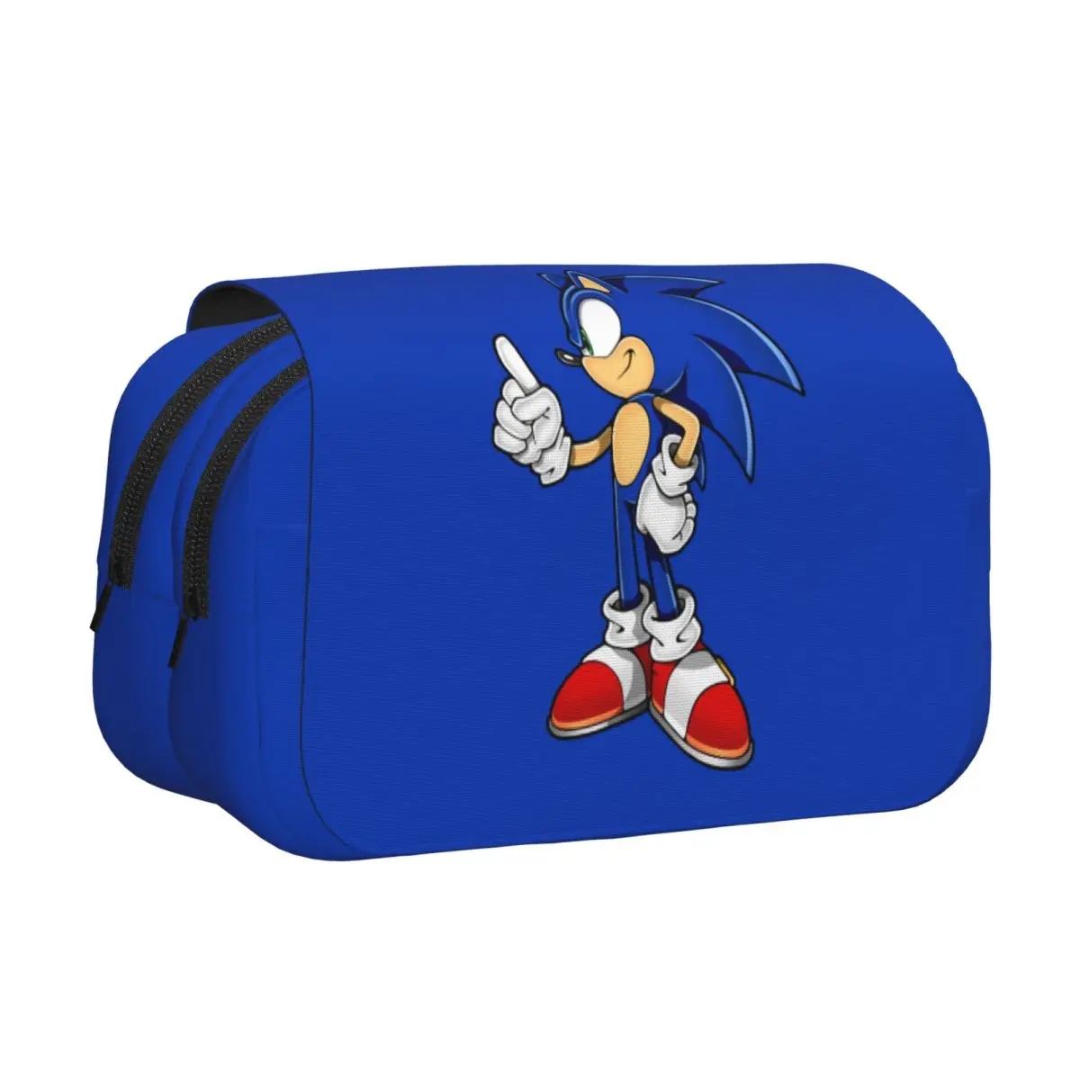 Double Clamshell Pen Case Shadow The Hedgehogs Cartoon Pencil Box Pen for Girls Boys Bags Students School Zipper Stationery