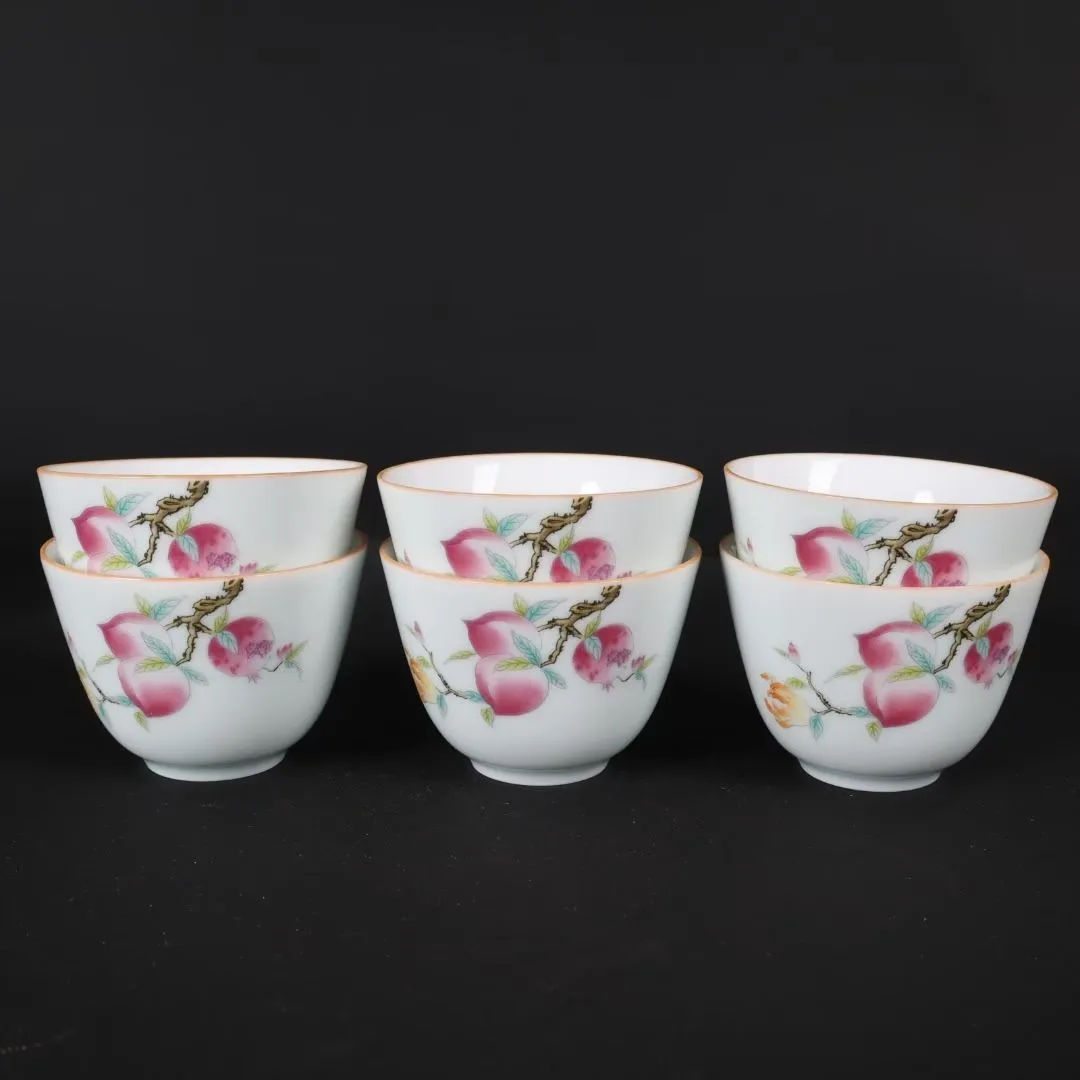 

Jingdezhen Ceramics Teacups Chinese Tea Ceremony Handpainted Longevity Peach Porcelain Teacup Health Gongfu Teaware Master Cups