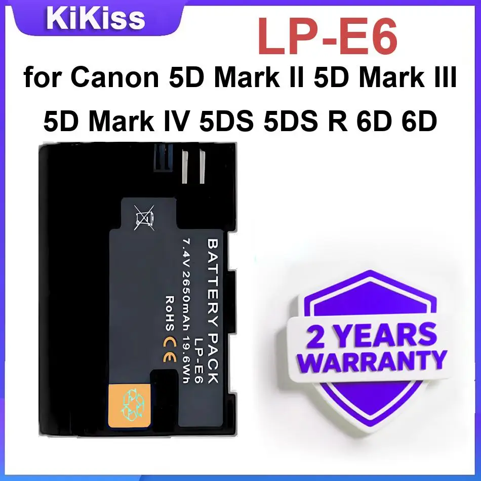 Camera Battery for Canon 5D Mark II 5D Mark III 5D Mark IV 5DS 5DS R 6D 6D Mark II 7D 7D Mark II 90D 80D 70D 60D 60Da,LP-E6