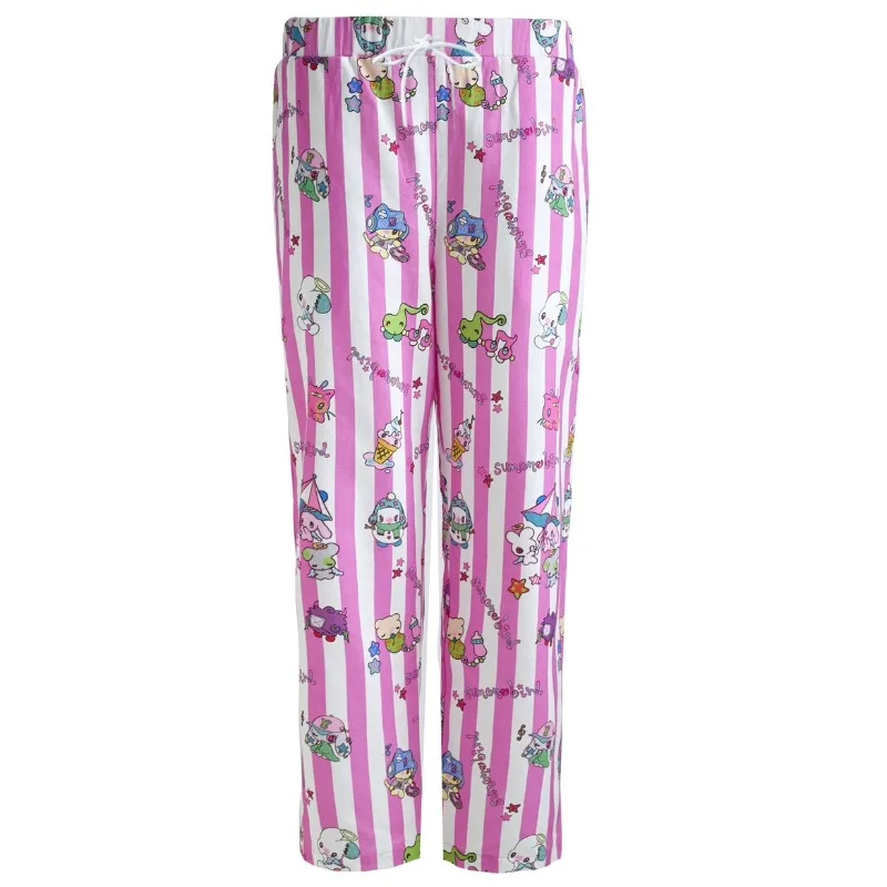 New Pink Striped Cute Doll 3D Printed Pants for Men and Women, Loose and Versatile, Quick Drying Casual Pants