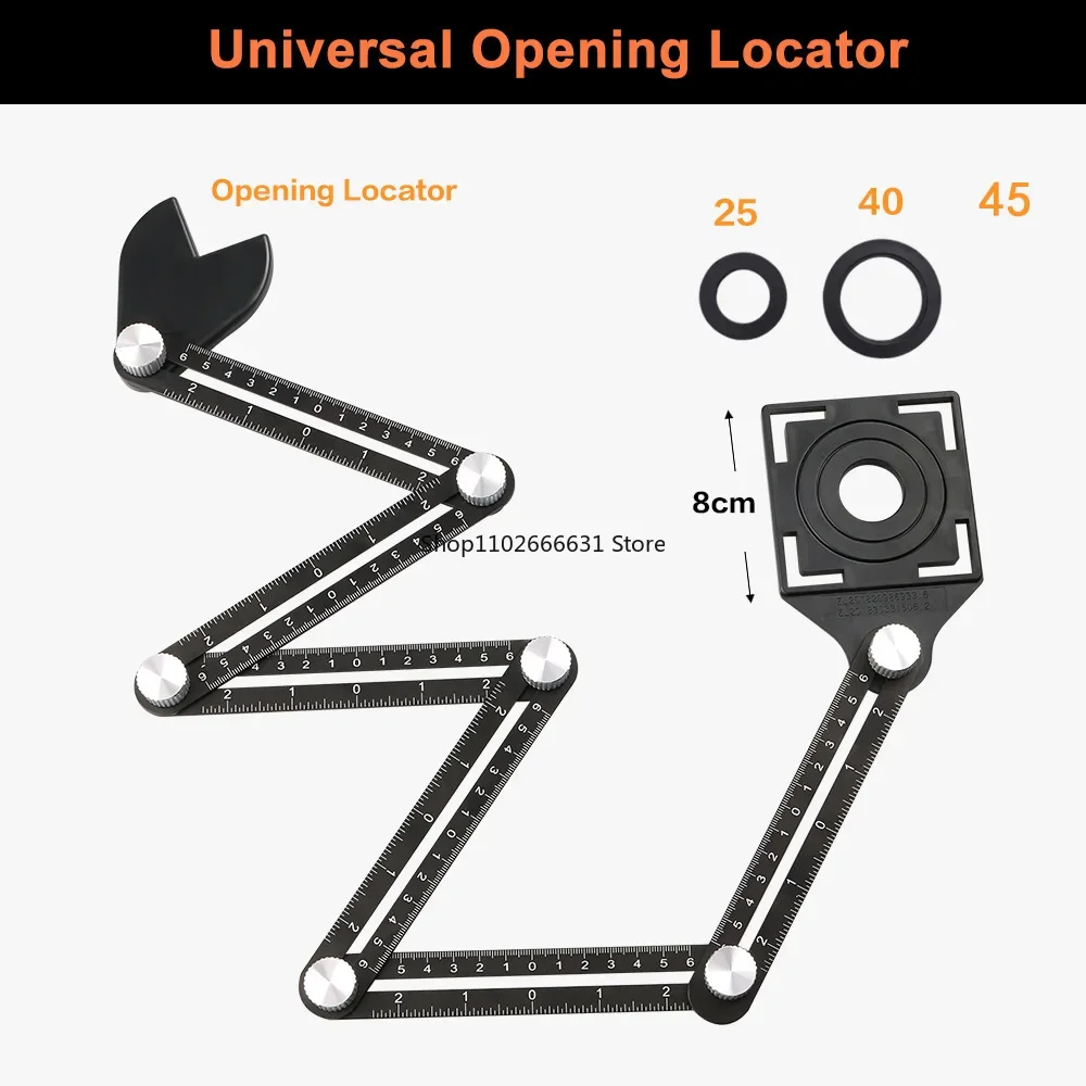 Six-Sided Aluminum Alloy Angle Measuring Tool, Angle Ruler Template Template Tool Full Metal Measuring Rules Layout Tool