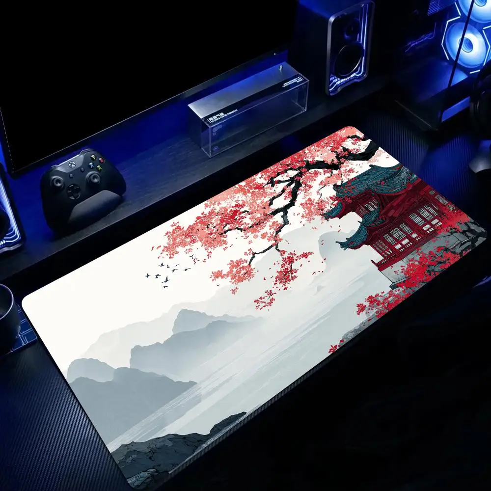 Flowers and ancient pavilions Mouse Pad Large Computer Office Game Table Mats Rubber Anti-slip XXL Mouse Mat HDP Long Desk Pads