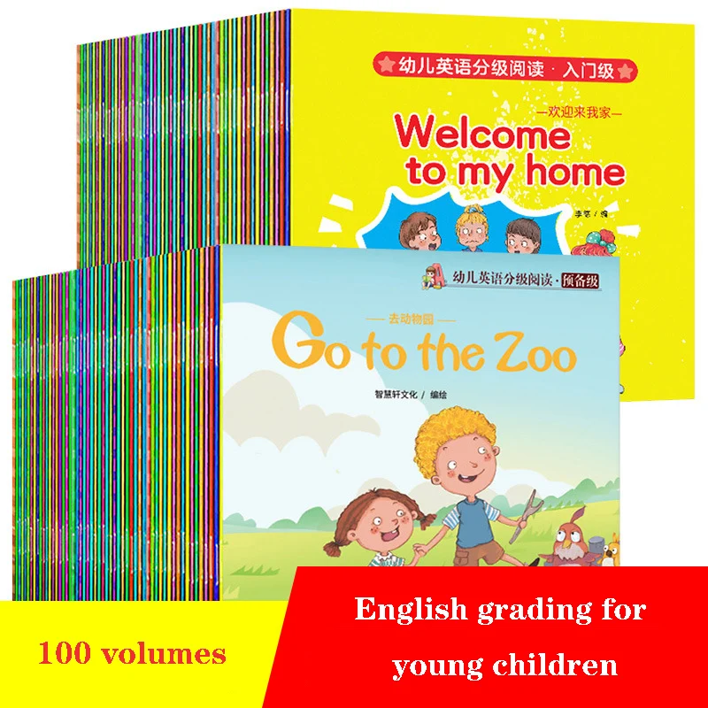 

100 Books/Set Picture Book Children Enlightenment Bedtime English Story Book Learn Words Tales Series Educational Reading Libros