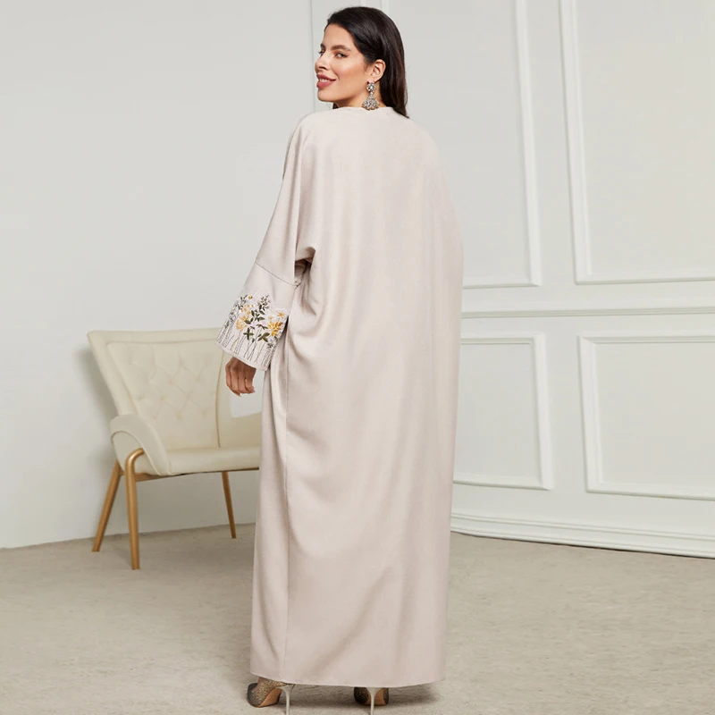 Musulmano Ramadan Eid ricamo Casual aperto Abaya donne Jalabiyat golfo manica lunga Islam Ramadan abbigliamento marocchino caftano Robes