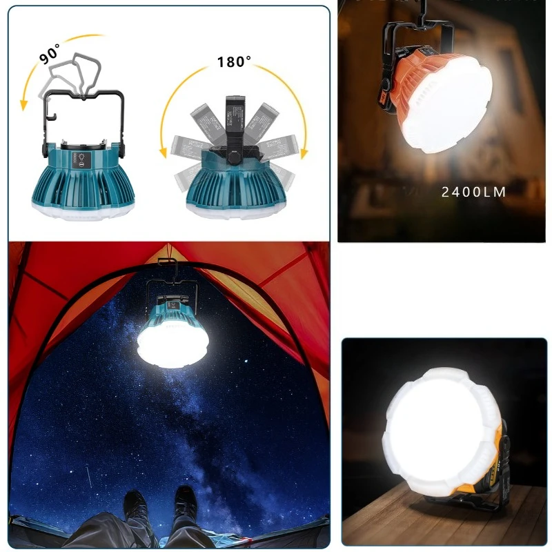 5 قطعة 24 واط المحمولة LED تحذير ضوء العمل ضوء الإضاءة في الهواء الطلق لماكيتا/بوش/ديوالت/ميلووكي 14.4 فولت 18 فولت 20 فولت بطارية ليثيوم #4