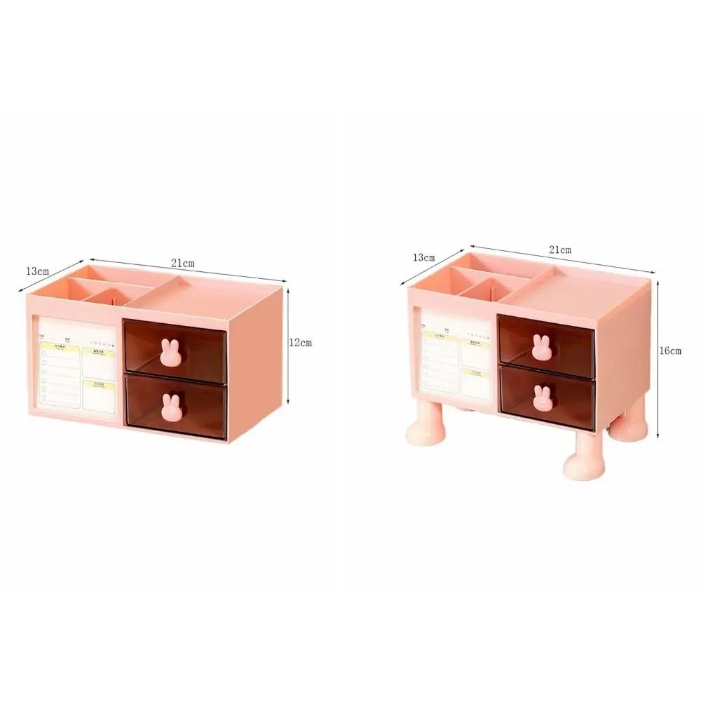 Multi Functional Rabbit Handle Pen Holder Drawer High-capacity Pencil Storage Box Detachable Plastic Stationery Organizer Office