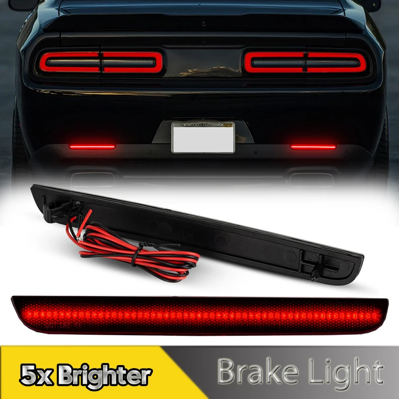 2Pc LED Rear Bumper Reflector Light Red Tail Stoplight Brake Lamps For Dodge Challenger 2015-2022 Car Accessories OEM#68211189AA