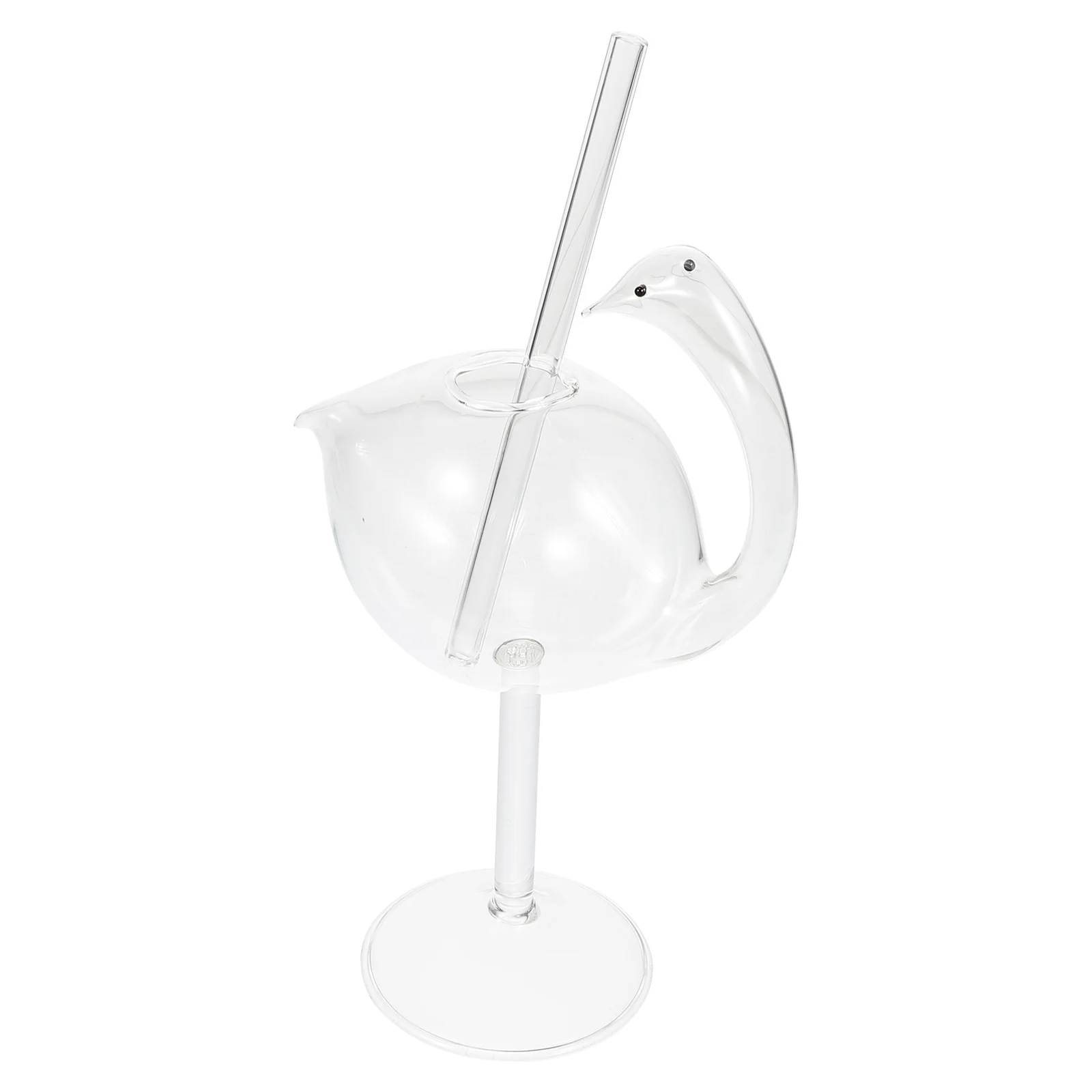 

Martini Glasses Cocktail with Straw Drinking Container Fashion Cups Tube Transparent Swan-shaped Household Glassware