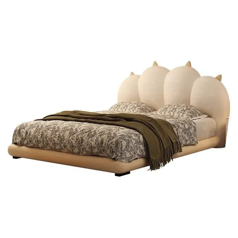 

Cream wind fabric bed girls bedroom bed high-end atmosphere soft bag storage bed