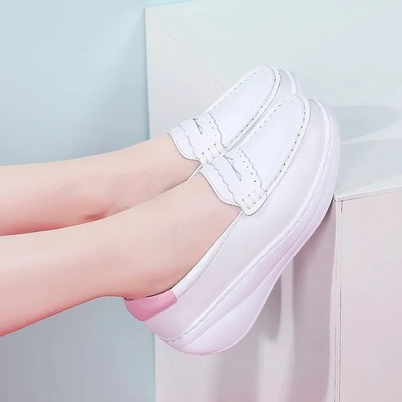 SNURULANWhite Pink Nurses Sneakers Slip On Women Shoes Lightweight Female Casual Shoe Comfortable Ladies Walking Tennis Big Size