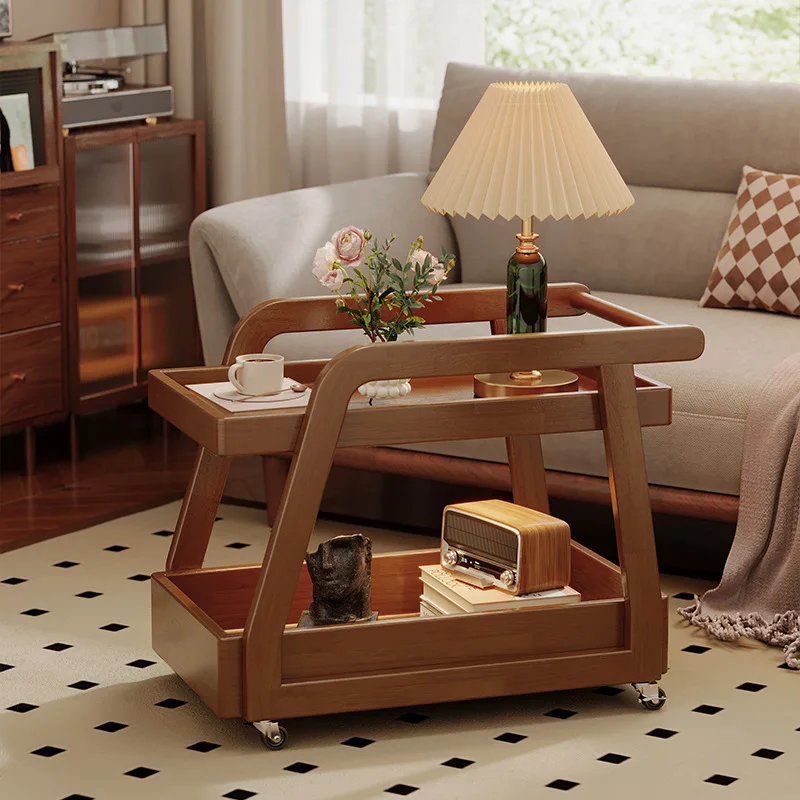 A few solid wood moves on the side of the sofa, storage table, bedside table, living room