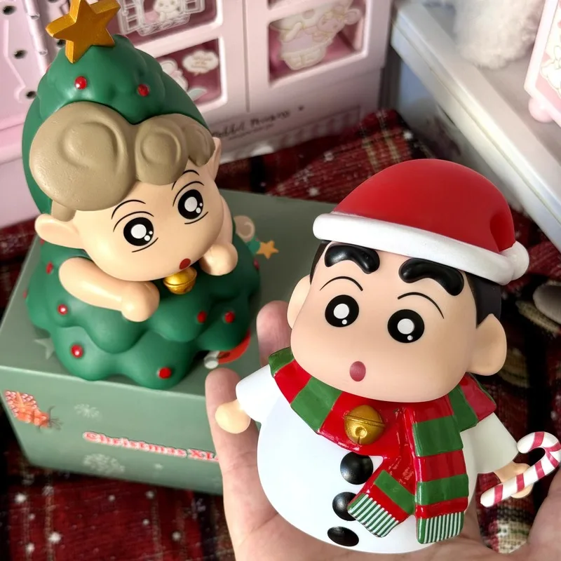Crayon Shin-Chan Christmas Snowman Christmas Tree Shin-Chan Himawari Figures Cute Doll Decoration Children Toy Birthday Gifts