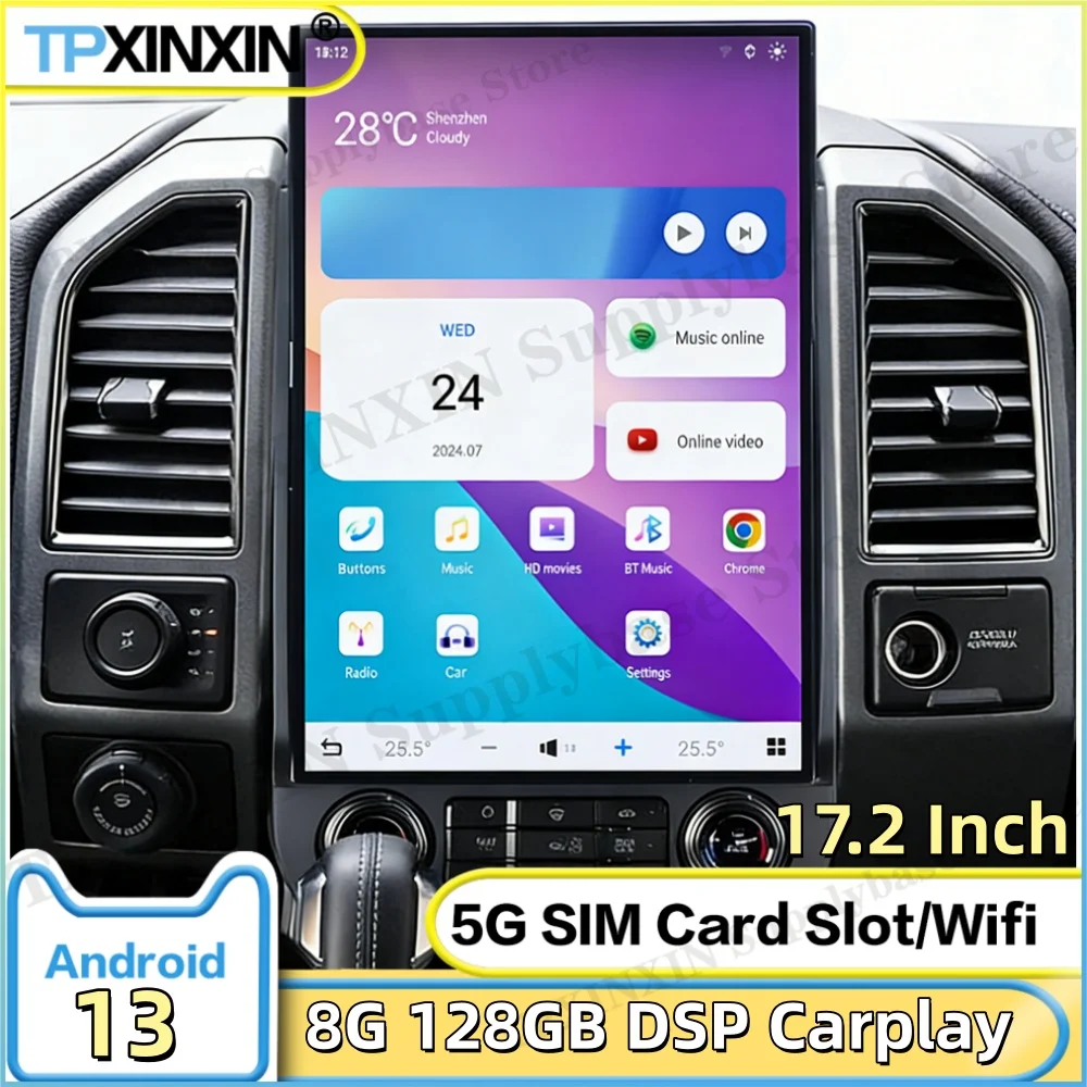17.2 Inch Car Radio For Ford F150 S3 2015~2020 Android Auto GPS Navigation Automotive Multimedia Video Stereo Receiver Head Unit