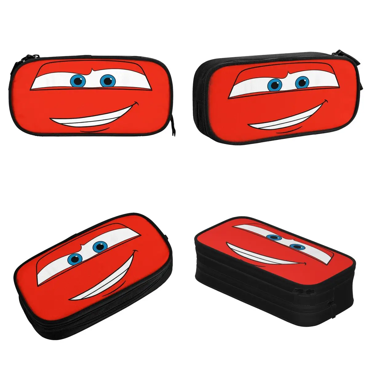 Imagem -02 - Lightning Mcqueen Grande Face Pencil Case Cute Cars Pencil Box Caneta para Menina e Menino Bolsa de Grande Capacidade para Estudantes Papelaria Escolar Zíper