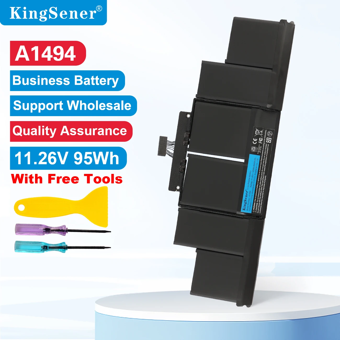 

KingSener A1494 A1417 Laptop Battery for Apple MacBook Pro 15" A1398 Retina 2012 2013 2014 Year Free Tools 500+ Cycles Fast Ship