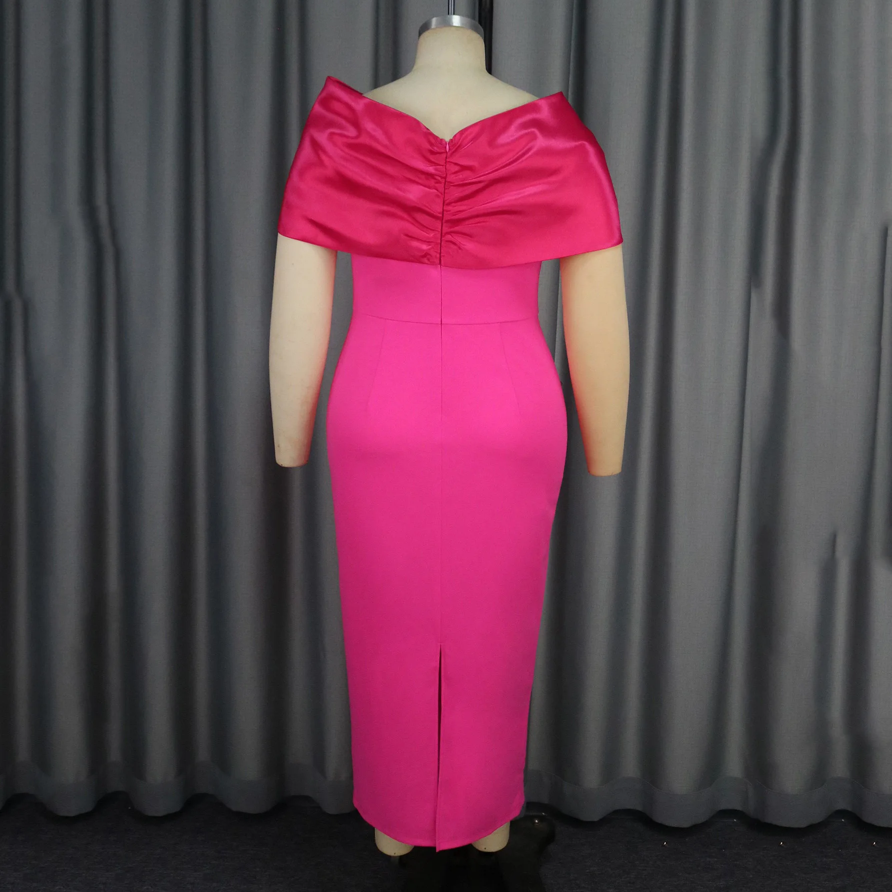 Vestidos elegantes para mujer con hombros descubiertos, lazo grande decorado con cuentas, espalda rosa dividida, media pantorrilla, vestido de boda de fiesta de cumpleaños de lujo