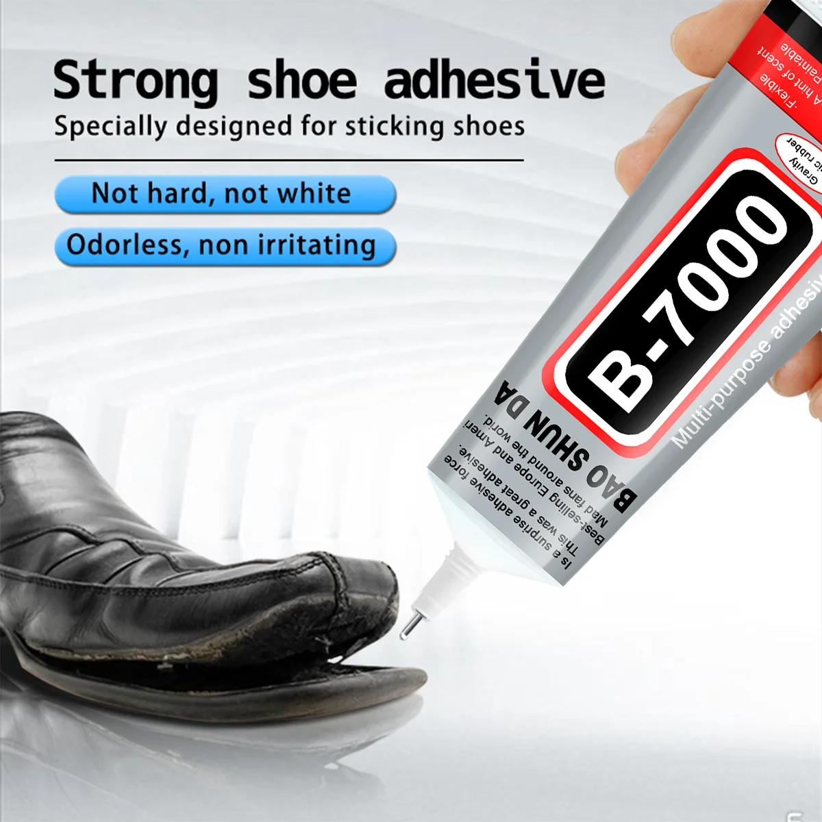 Cola transparente B7000, cola forte para sapatos, 15/110 ml, adesivo impermeável para sapatos de secagem rápida para reparação, conserto de botas e tênis, cola para artesanato DIY de resina transparente macia