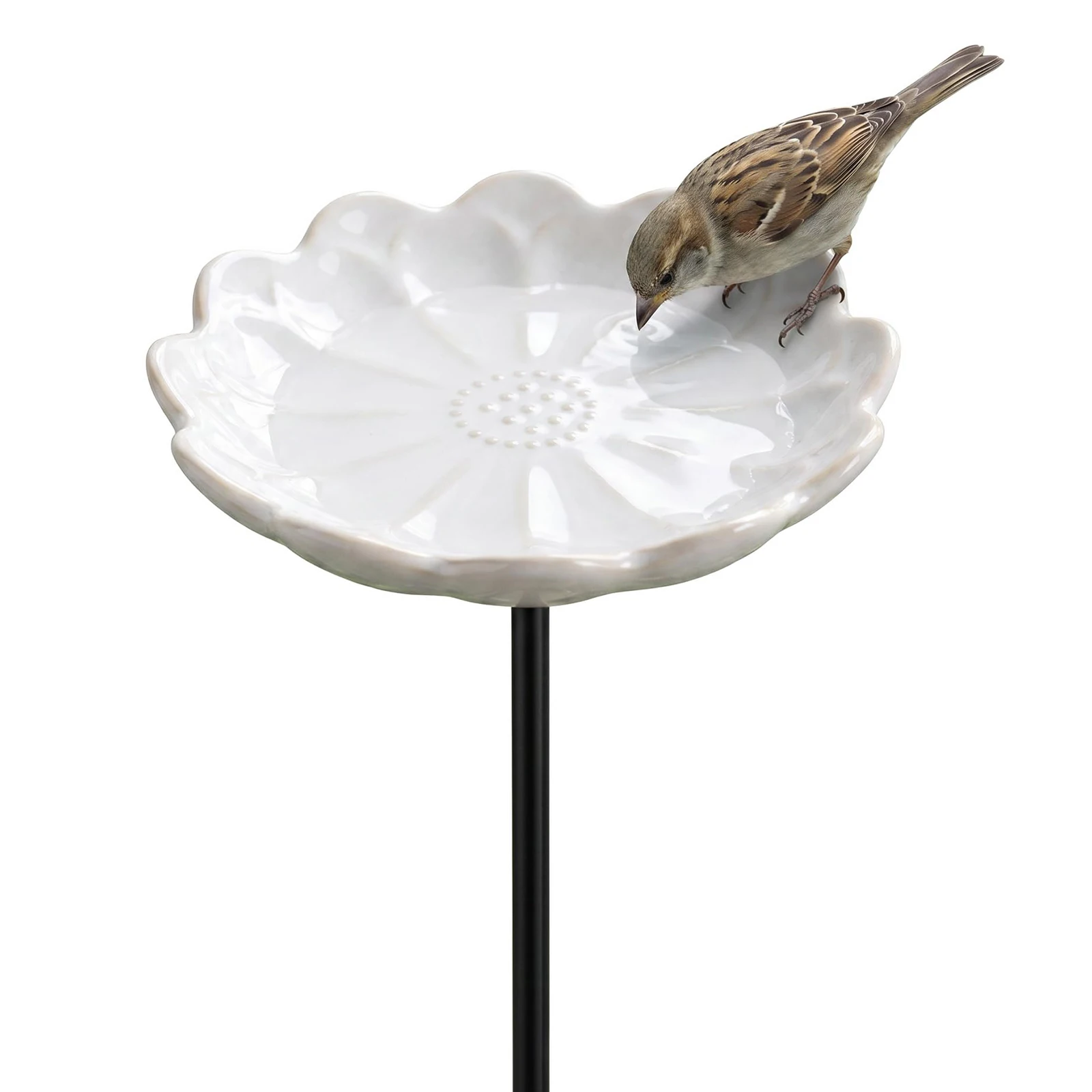Insect Drinker with Stake Ceramic Flower Bowl Bee Butterfly Garden Pollinator Water Feeder Yard Decor