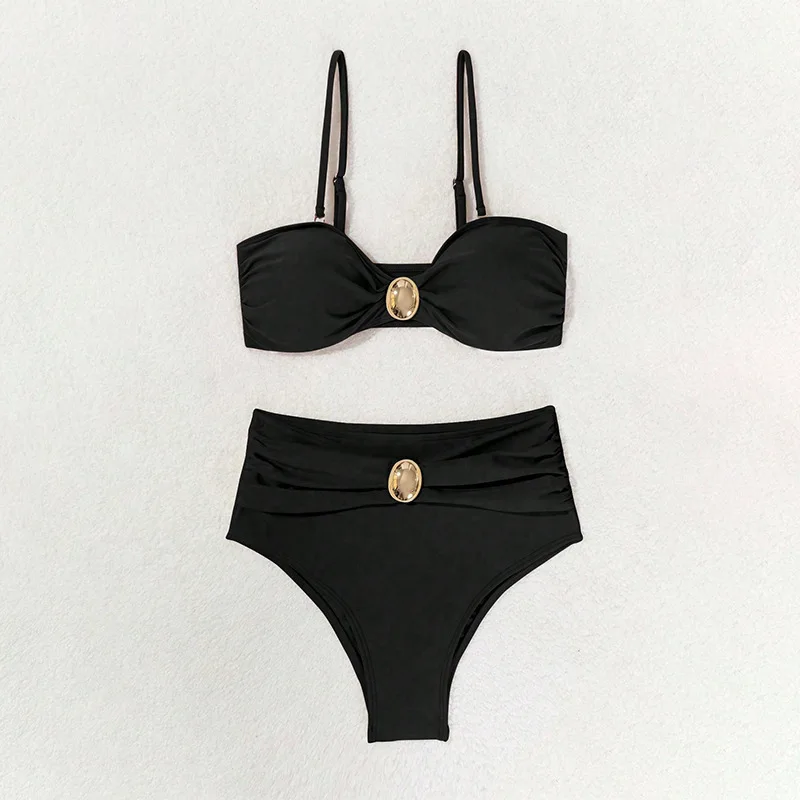 2pec Bikini Set Sexy String Bandeaus Swimsuit Women Micro Thong Swimwear Halter Bathing Suit Mini Bikini Mujer Beachwear Jewelry