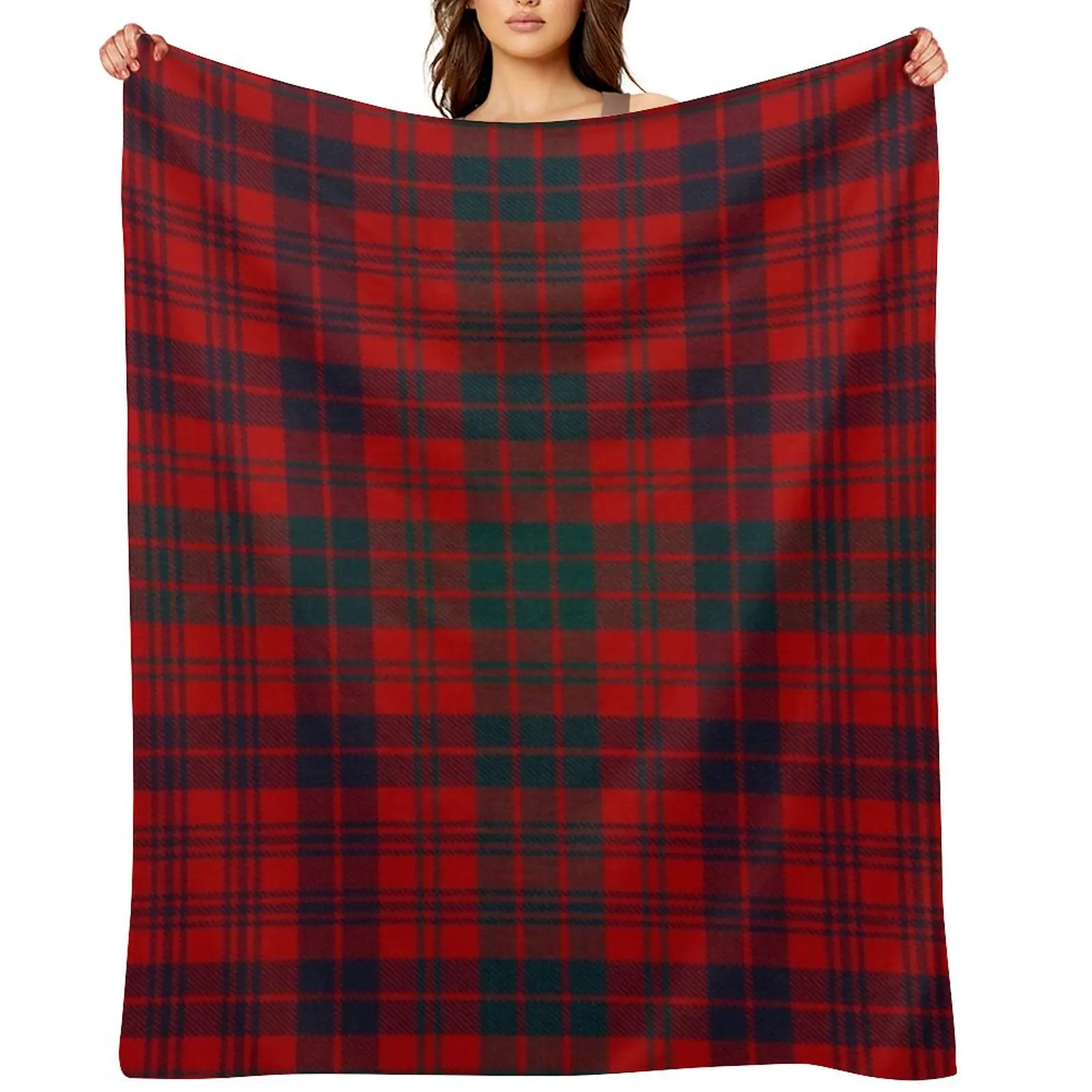 

Ross Red Scottish Tartan Throw Blanket Bed covers Hair Extra Large Throw Luxury Designer Blankets