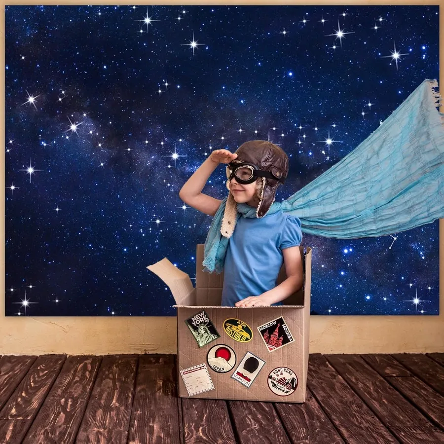 Aveza Starry Night Sky ฉากหลังด้านนอก Galaxy วันเกิดพื้นหลัง 8x6ft เนบิวลาดาวธีมปาร์ตี้ Drations สําหรับ Boy