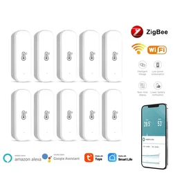 Tuya Zigbee/WiFi Temperature Humidity Sensor Home Connected Thermometer Compatible With Smart Life Alexa Google Assistant