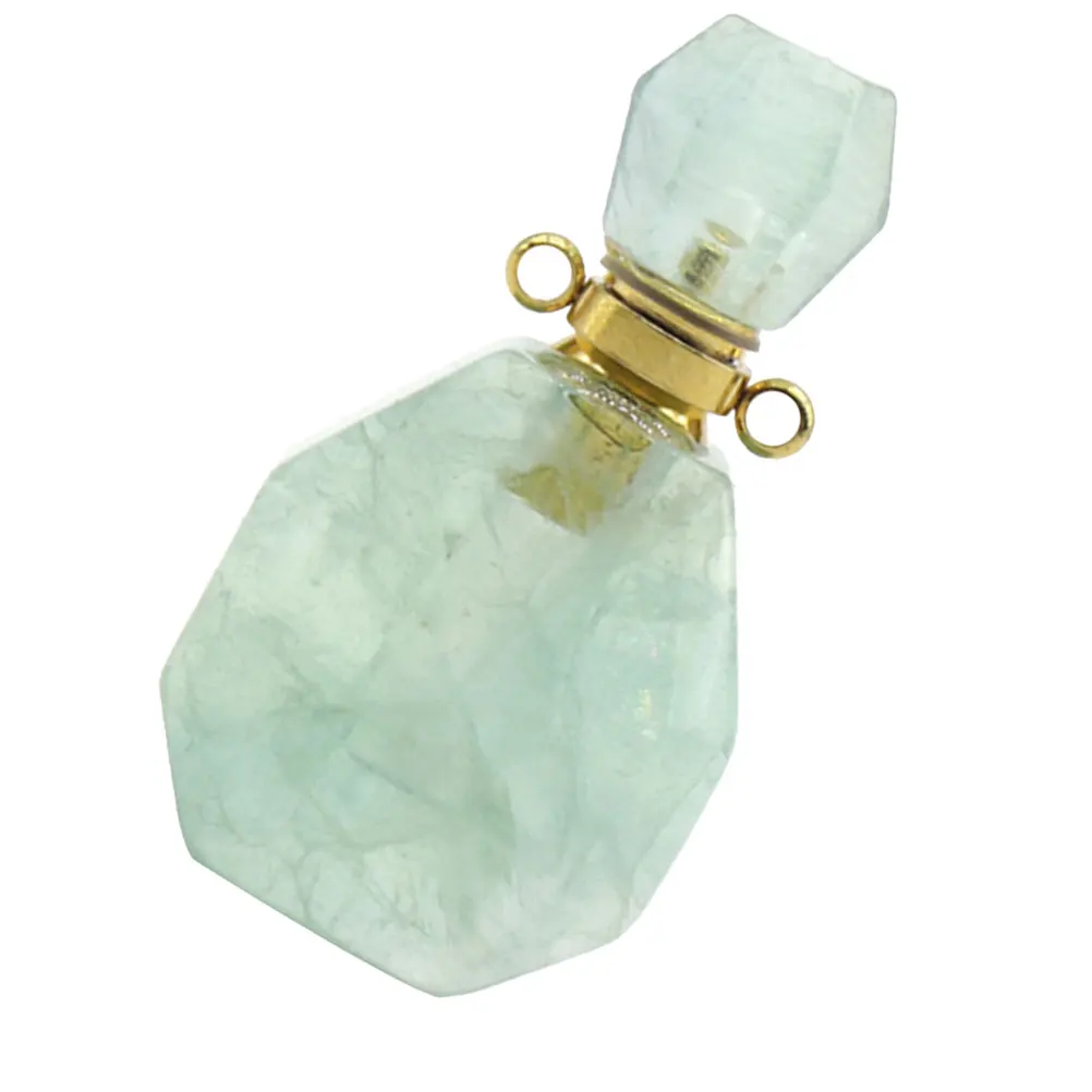 زجاجة صغيرة من الكريستال الفلوريت الطبيعي باللون الأخضر مختومة من الزيوت العطرية قلادة معلقة للزينة