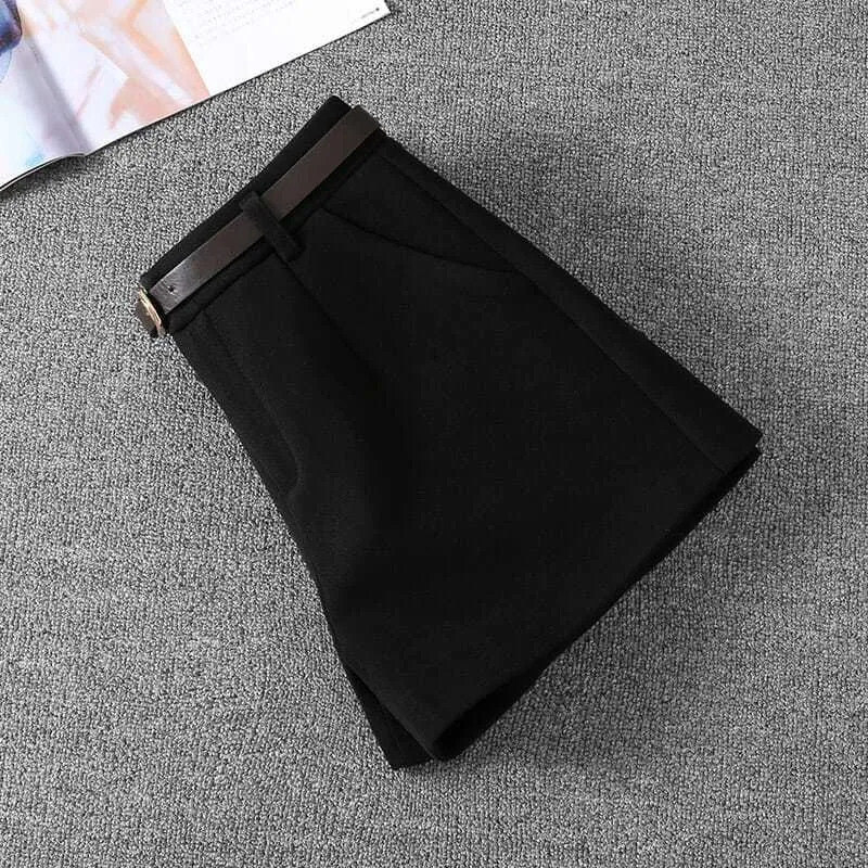 Shorts Women Korean Office-look Elegant Lady Autumn Winter Solid All-match Straight Design High Waist Mujer Simple Cozy Trouser
