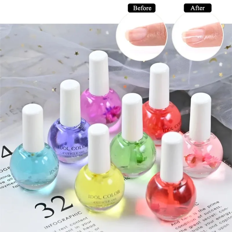 15ML Nail Cuticle Oil Dried Flowers Nourishment Oil For Beauty Health Edge Dead Skin Repair Oil Finger Nail Manicure Care Tools
