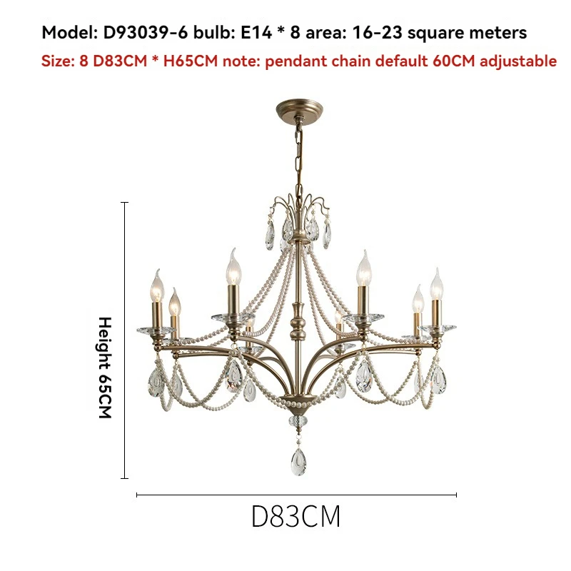 الفرنسية الرجعية اللؤلؤ الثريا الأمريكية كريستال ضوء لغرفة المعيشة غرفة الطعام فيلا ضوء ديكور منزلي فاخر مصابيح متدلية