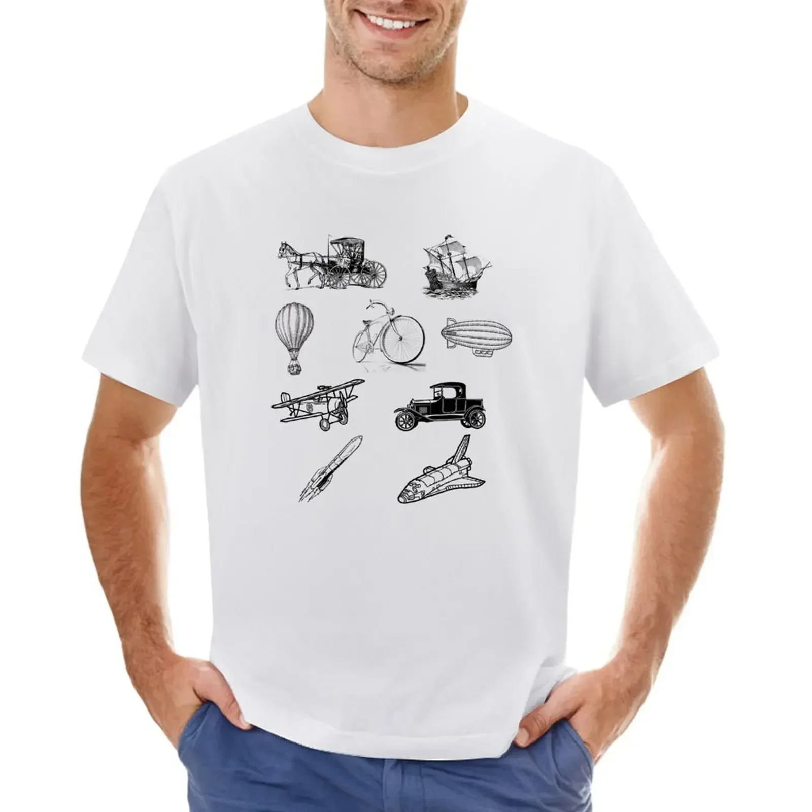 

Transportation Evolution T-shirt hippie clothes boys whites aesthetic clothes tops mens white t shirts