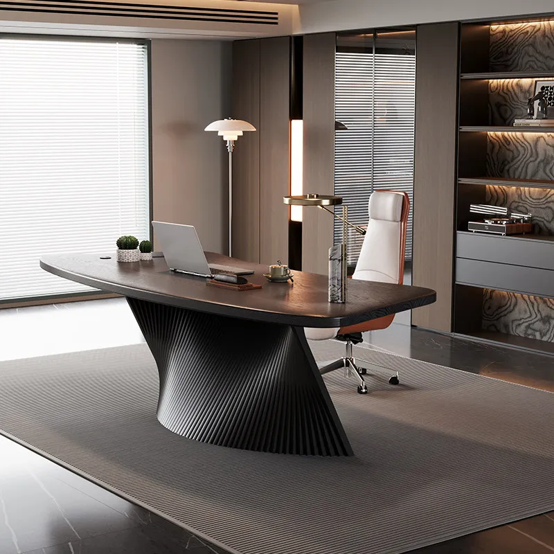 Ji Gift Designer Solid Wood Semicircular Arc Desk Boss Table New High-end Computer Desk Tea Table Integrated Dual Use