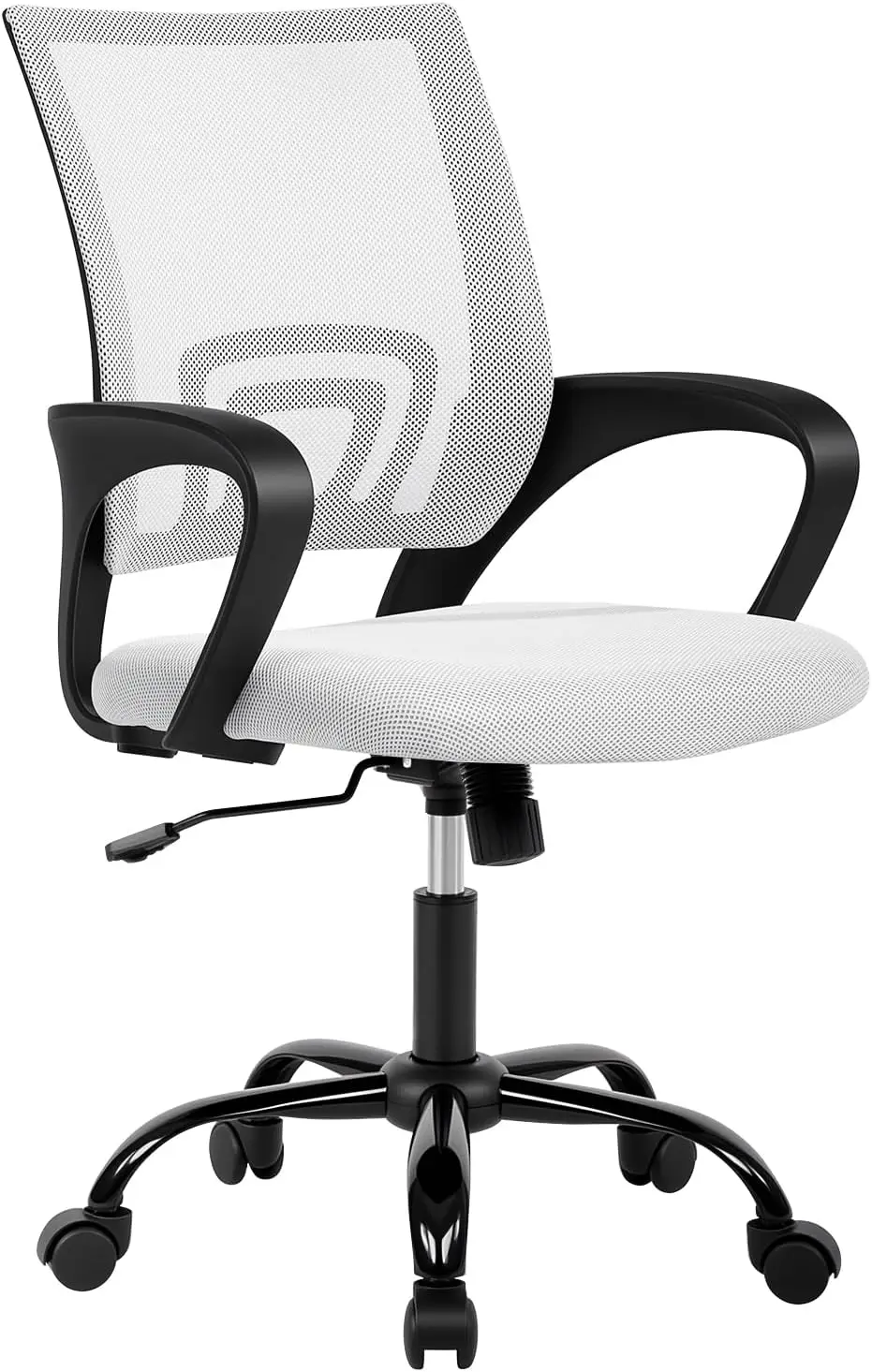 

Эргономичное офисное кресло с сетчатой спинкой и поясничной поддержкой - регулируемое поворотное кресло на колесиках для снятия боли в спине, белое