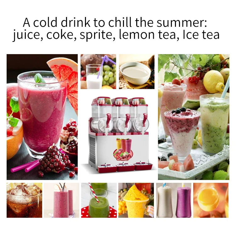 Commercial Slush Machine 1/2/3 Tank Frozen Smoothie Juice Dispenser Auto Mix High-Efficiency Food Grade PC Tank For Cafe Bar view 2