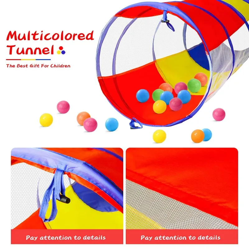 Colorful pop-up crawl through baby or dog tunnel game tent cat pet toddler tunnel portable tunnel game tent