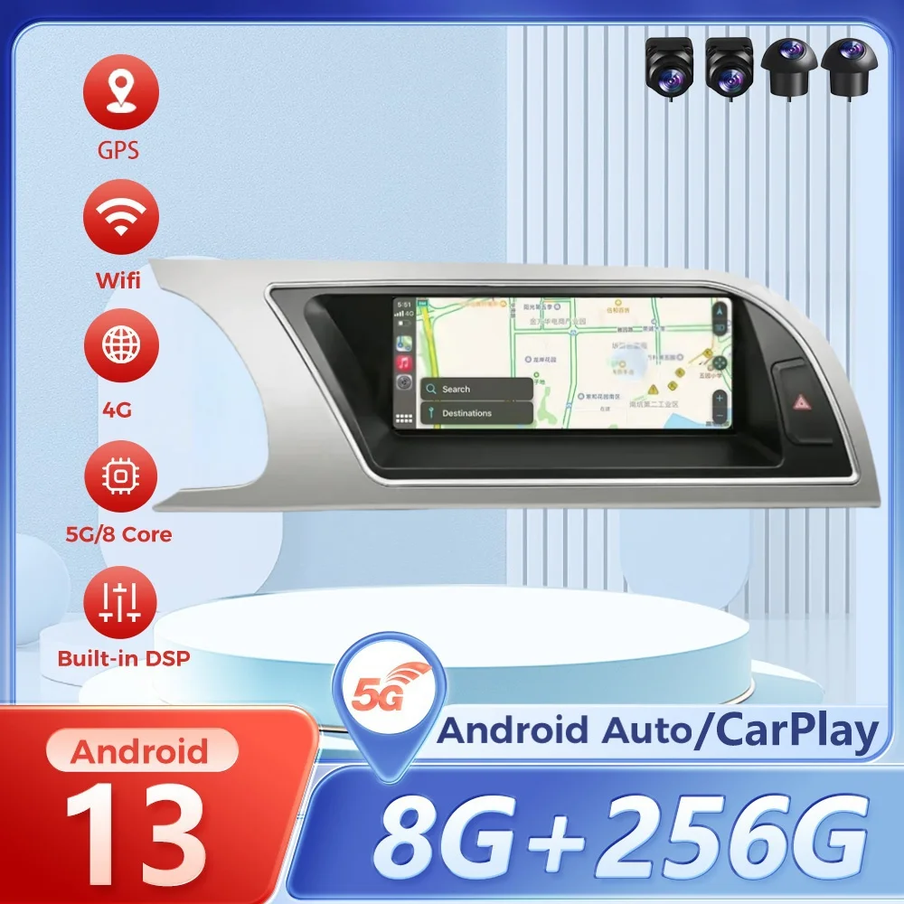 

Car Radio 8.8 Inch Android13 For Audi A5 2009-2016 Android Auto Carplay Screen Stereo Multimedia Player Head Unit GPS Navigation