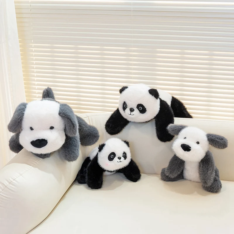 Roztomilý načechraný vlasy bílá šedá pes plushie panenka měkké plněné živočich štěně panda plyš hračka děťátko spací podhlavník dívčí děti dárky