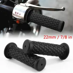 Retro Rubber Motorcycle Handlebar Grips 7/8