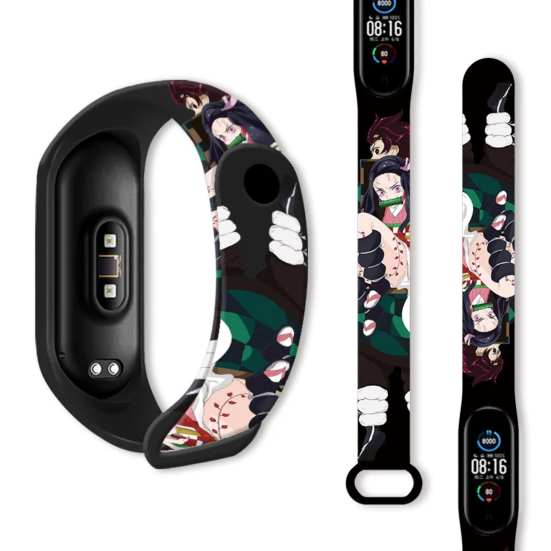 Anime Ghost Slayer Printed Strap for Xiaomi Mi Band 7 6 5 4 3 Watchband Sport Wristband Replaceable Bracelet for Accessories