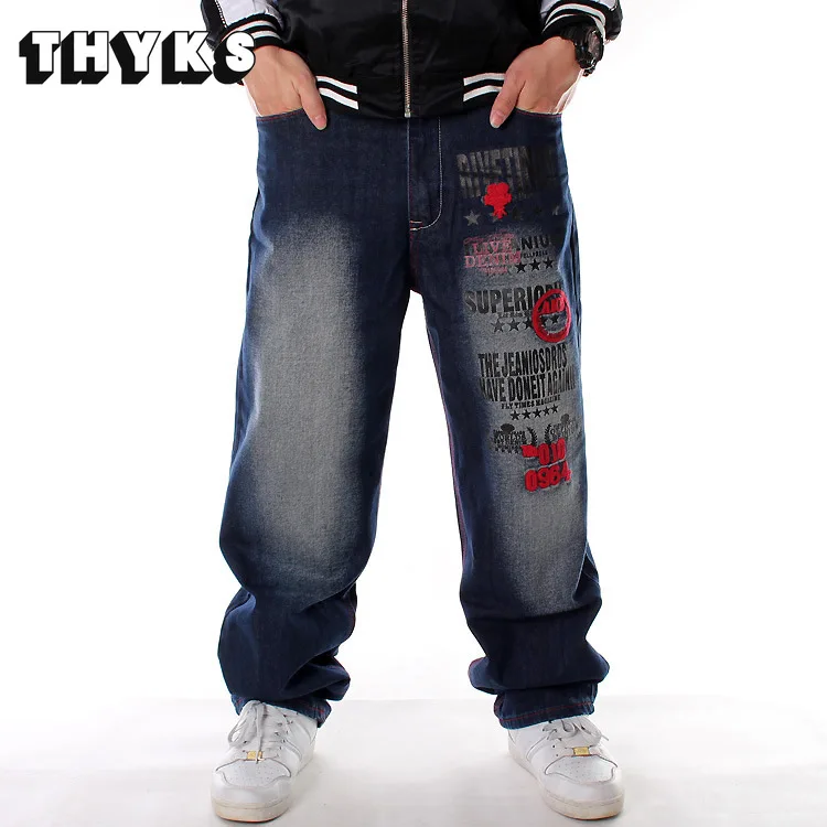 

Men Denim Pants Loose Streetwear Hip Hop Casual Skateboard Jeans Letter Embroidery Baggy Jeans Pants For Plus Size Trousers