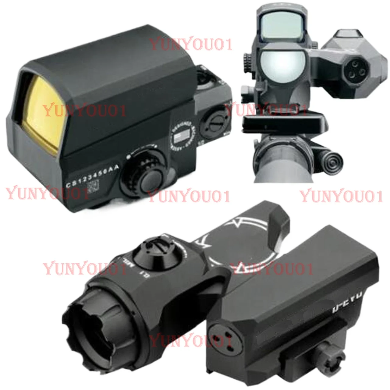 Tactical D-EVO Dual Enhanced Field of View CMR-W Mesh Sight 6x20 Magnifying Glass with LCO Red Green Dot Sight Reflex Sight