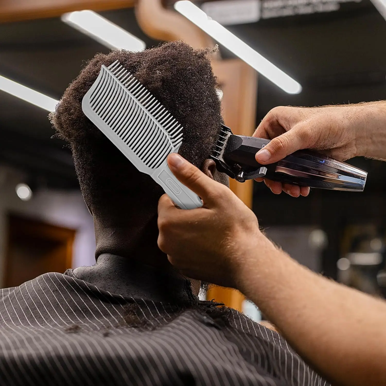 Peine para cortar el pelo de barbero para hombres, accesorios de peluquería, 1/2/3 piezas, mezcla, decoloración, parte superior plana