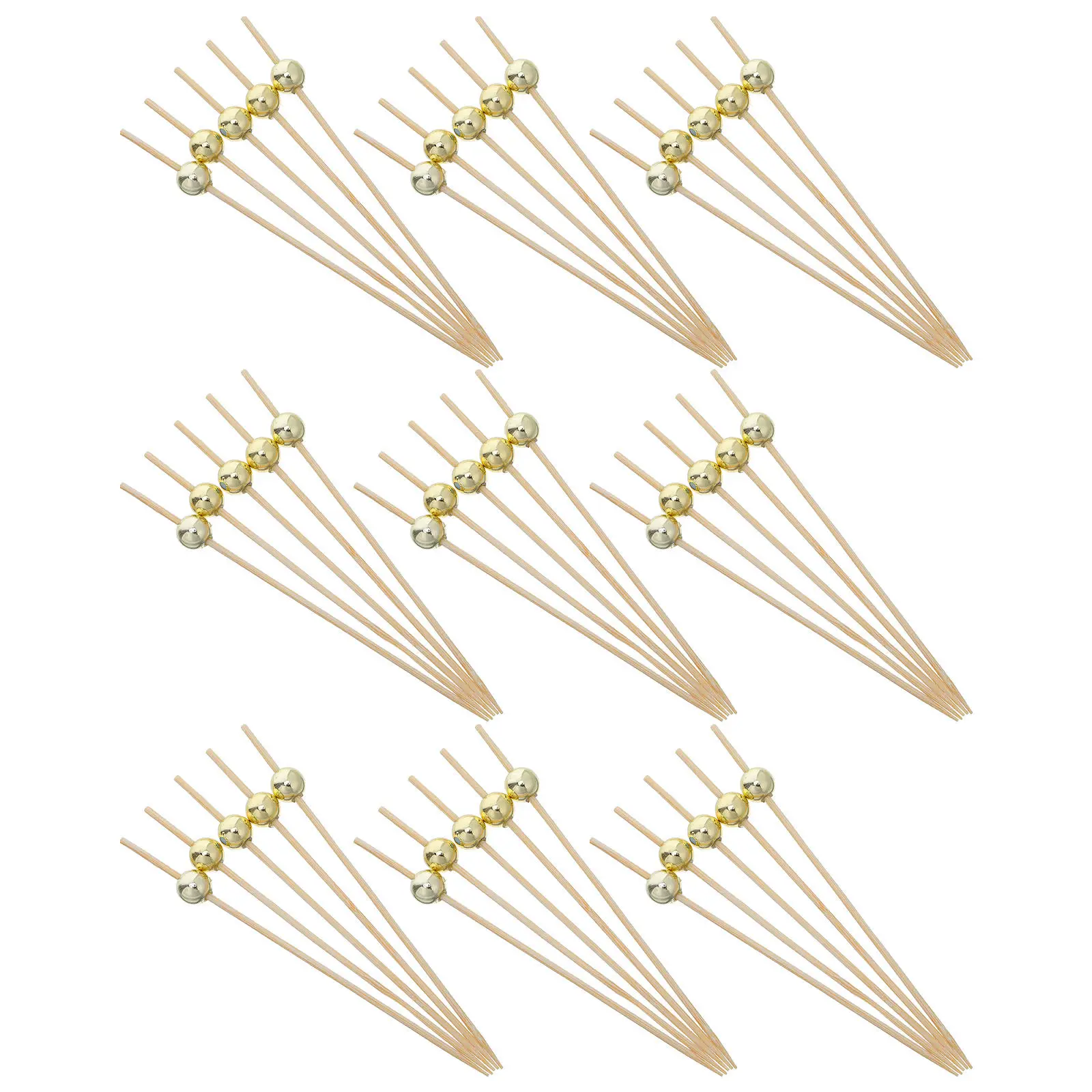 200Pcs Bamboo Pearl Cocktail Picks Silver Color Handpolished Smooth Elegant Wedding Cocktail Toothpicks Appetizer Food Picks