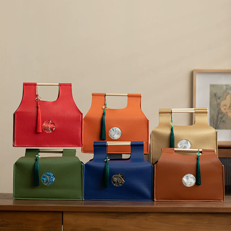 Universal Luxury Gift Box with Wood Frame & Leather - Versatile Case for Premium Tea, Ceramics, Zongzi, Jewelry, Coffee Mugs